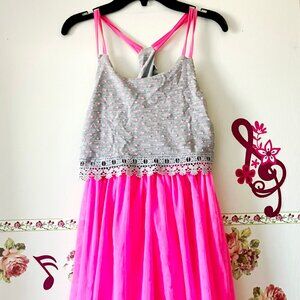 Bonnie Jean Gray Pink Tulle Summer Flared Dress Girls 12